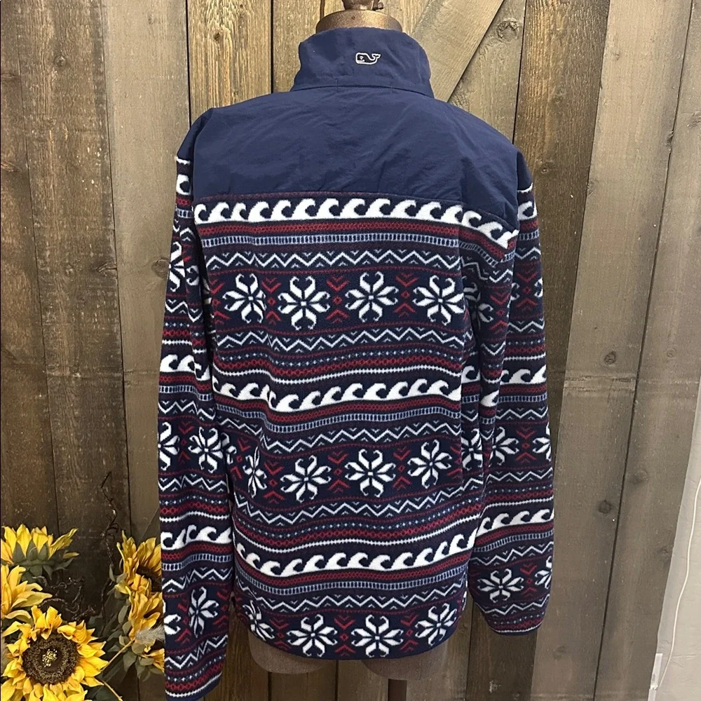 Vineyard Vines Fleece Quarter Snap Pullover Fair Isle Pattern Size M